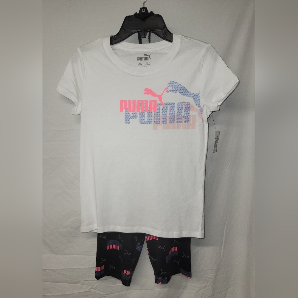 Puma Logo Power Pack Jersey Tee & Spandex Biker Shorts